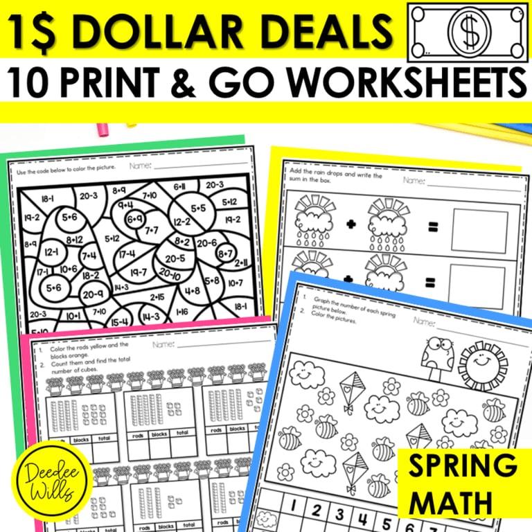 Elementary school Worksheet | Dollar Deal Spring Math Worksheets for Kindergarten