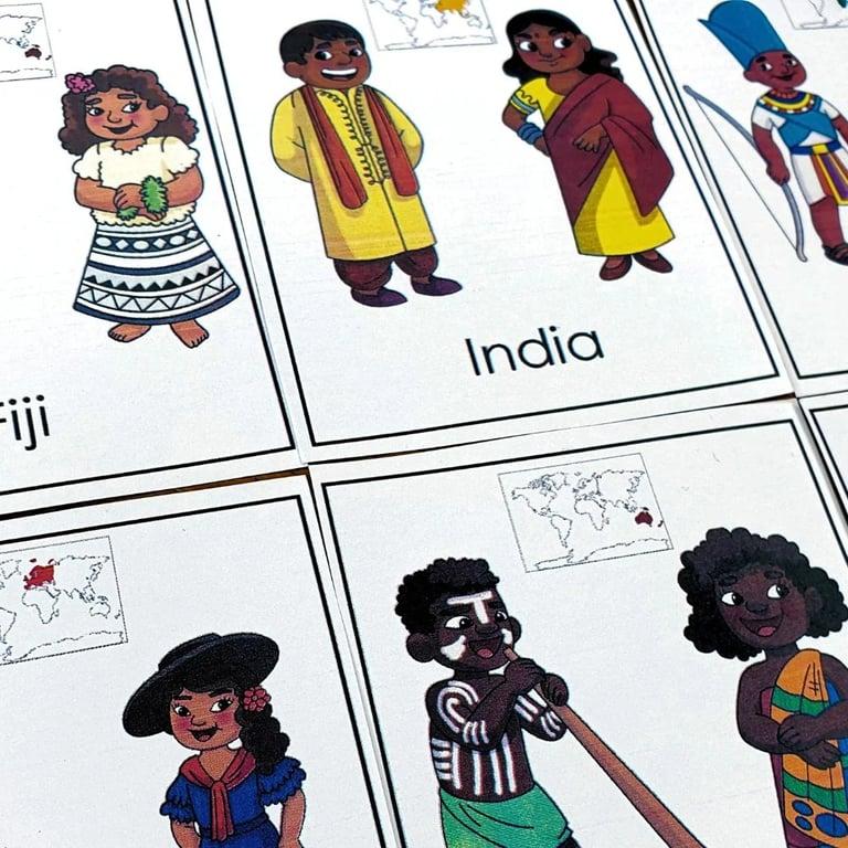 Elementary school Material | Traditional Clothing Around the World 3-Part Cards
