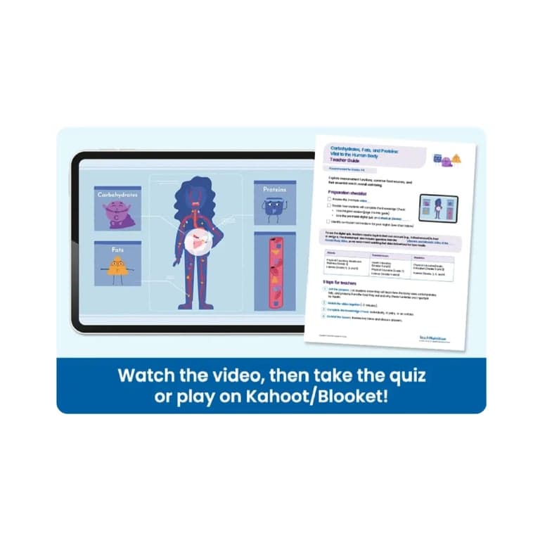 Elementary school Lesson Package | Carbohydrates, Fats, and Proteins: Vital to the Human Body