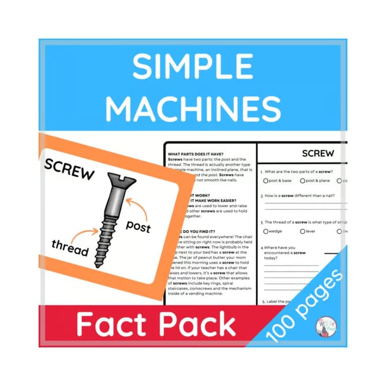 Elementary school Lesson Package | Simple Machines Fact Pack