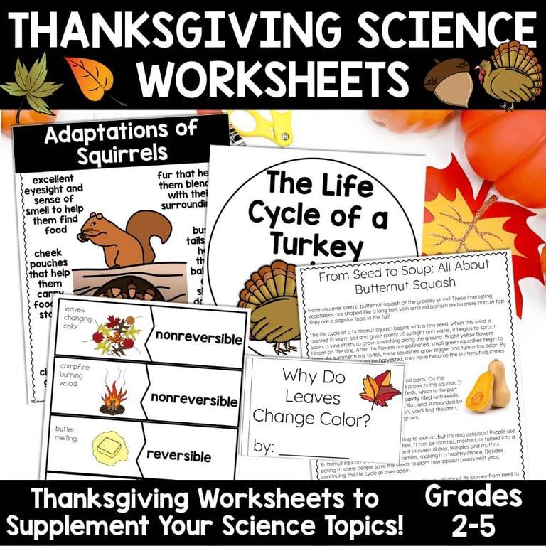 Elementary school Lesson Package | Thanksgiving Science No Prep Acitivities