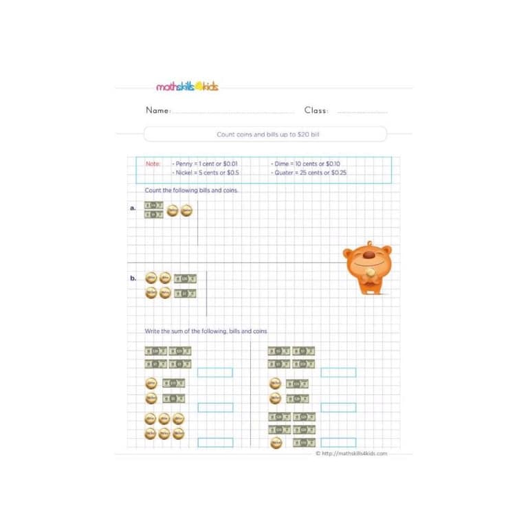 Elementary school Worksheet | Money Math: Free Grade 4 Printable That Make Learning Fun