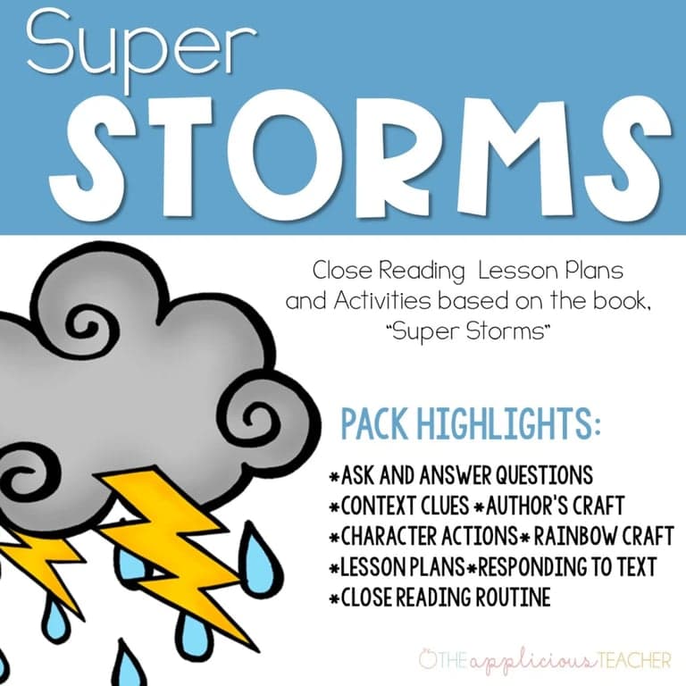 Elementary school Lesson Package | Super Storms Activities Weather Close Reading