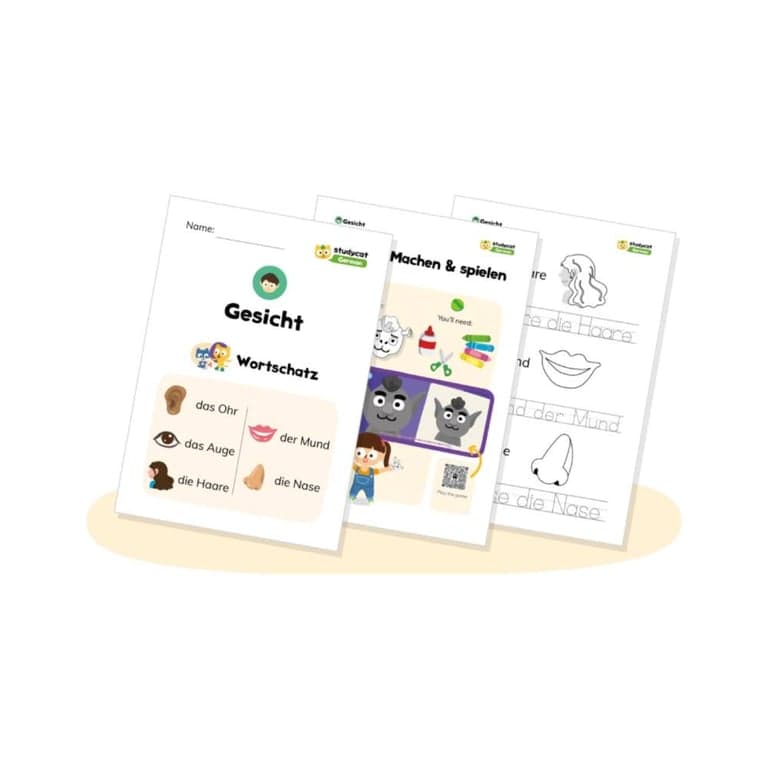 Elementary school Lesson Package | German Parts of the Face Studypack