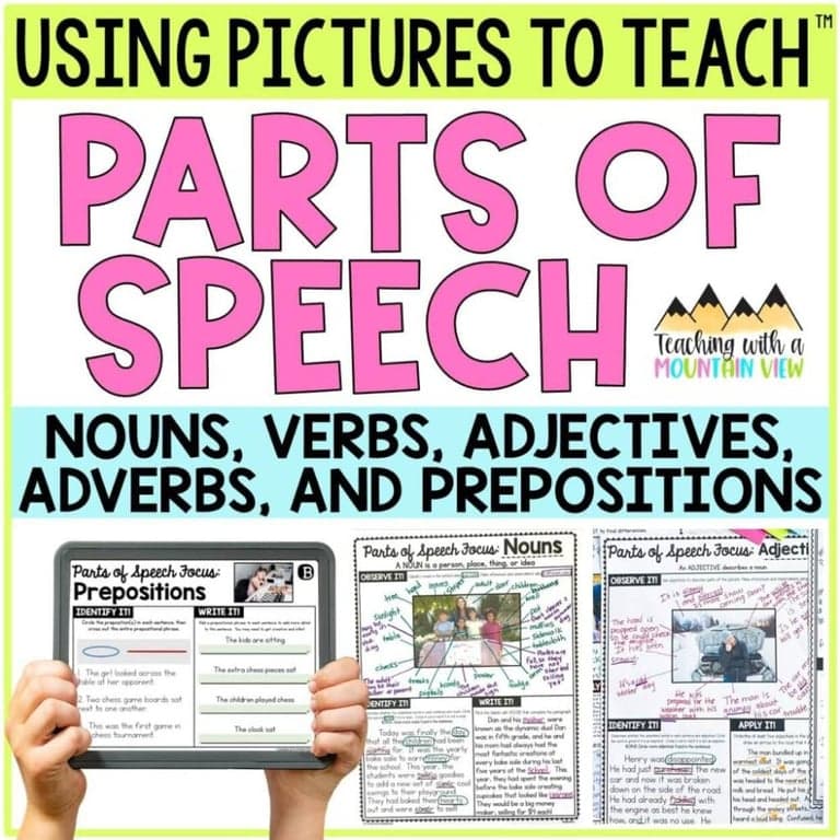 Elementary school Worksheet | Using Pictures to Teach Parts of Speech