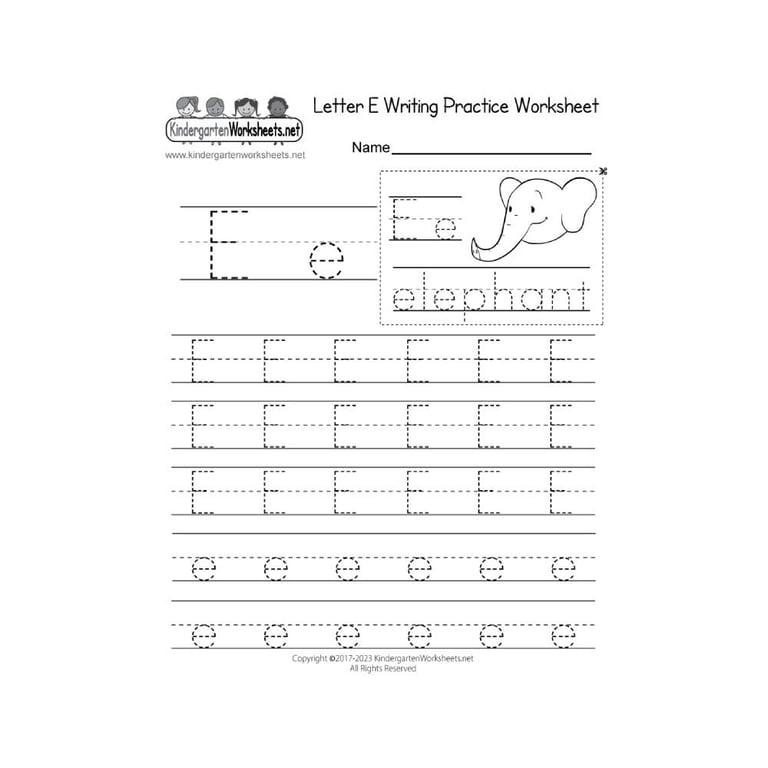 Elementary school Worksheet | Free Letter E Writing Practice