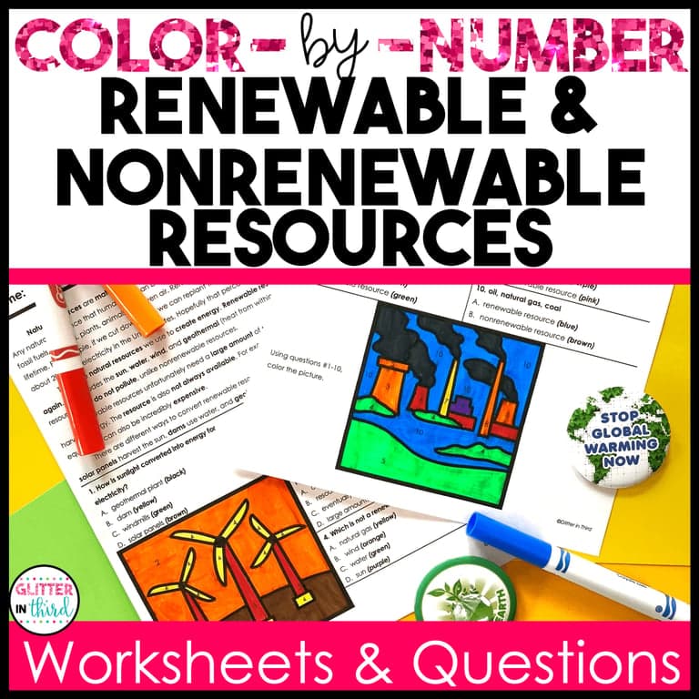 Elementary school Worksheet | Renewable and Nonrenewable Resources