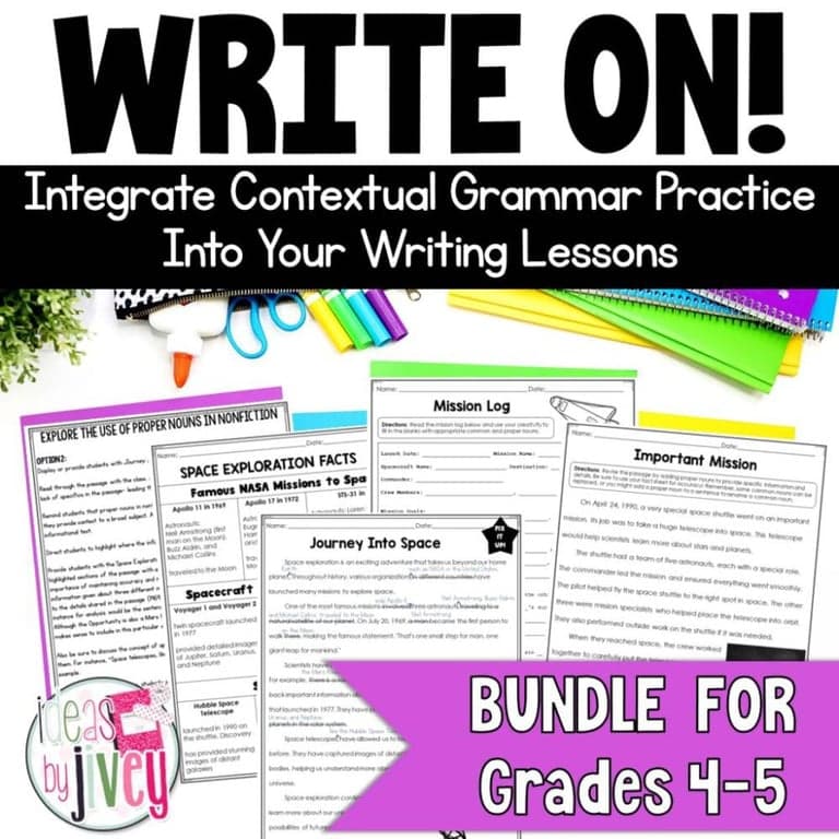 Elementary school Lesson Package | Grammar In Context Writing Lessons and Activities Bundle