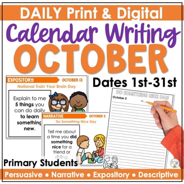 Elementary school Material | Fall Writing Prompts October Writing Prompts for Centers With Fall Writing Paper