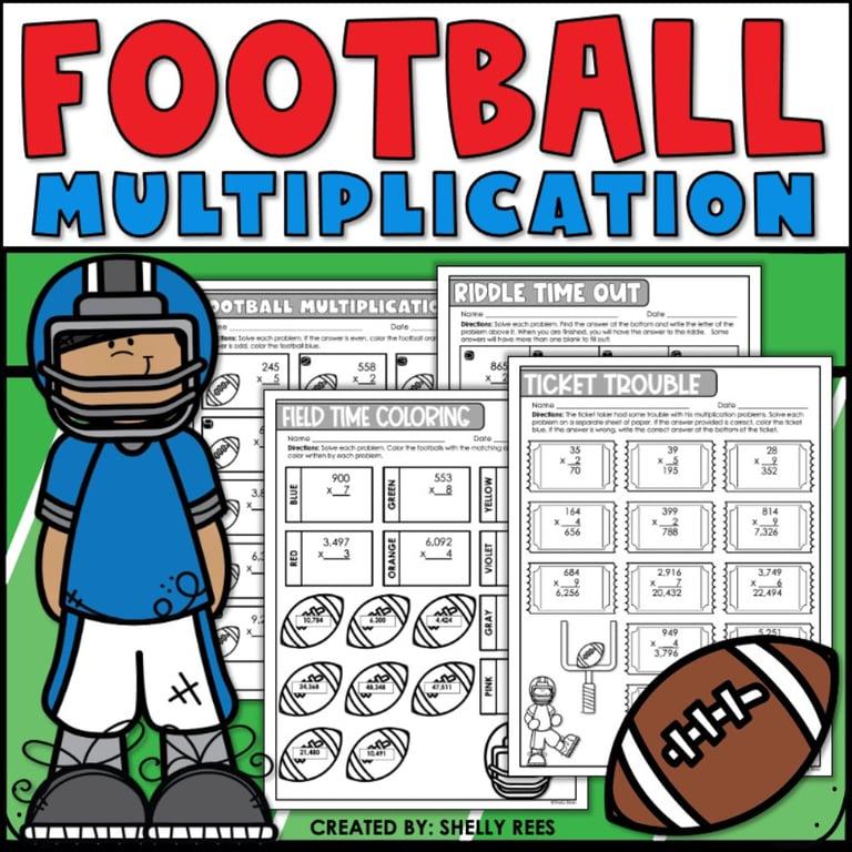 Elementary school Worksheet | Football Multiplication Worksheets
