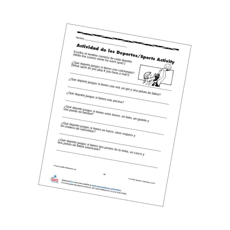 Elementary school Worksheet | Sports Activity Bilingual Spanish