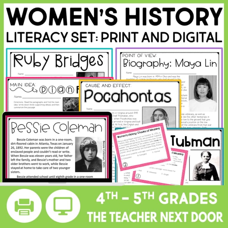 Elementary school Lesson Package | Women’s History Month Literacy