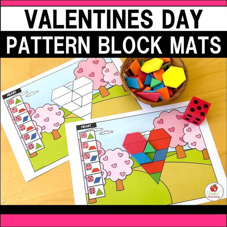 Elementary school Material | Valentine’s Day Pattern Block Mats Packet