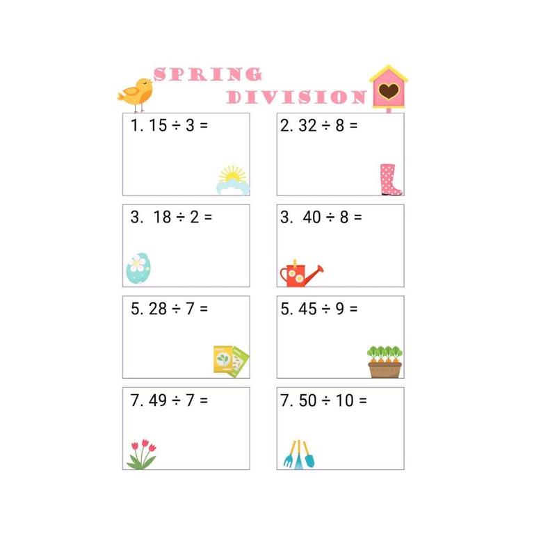 Elementary school Worksheet | Spring Division for Grade 2