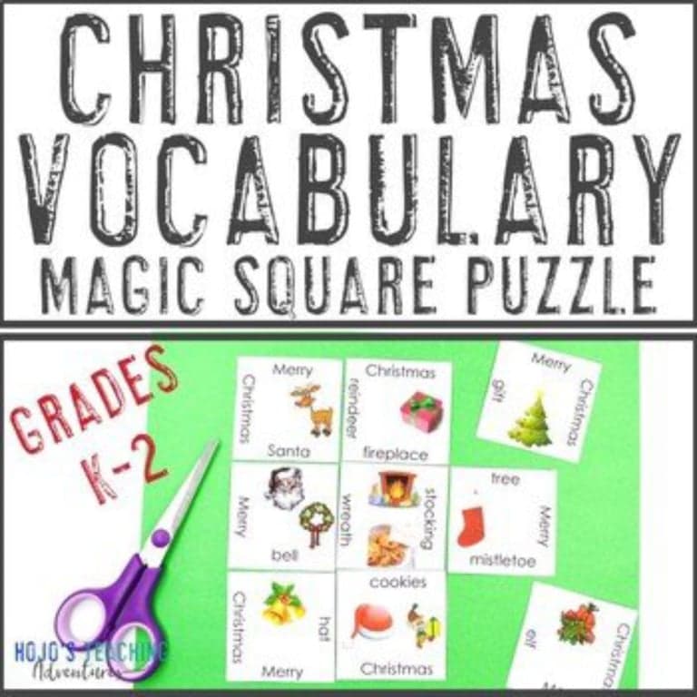 Elementary school Game | Free Christmas Vocabulary Literacy Center Game