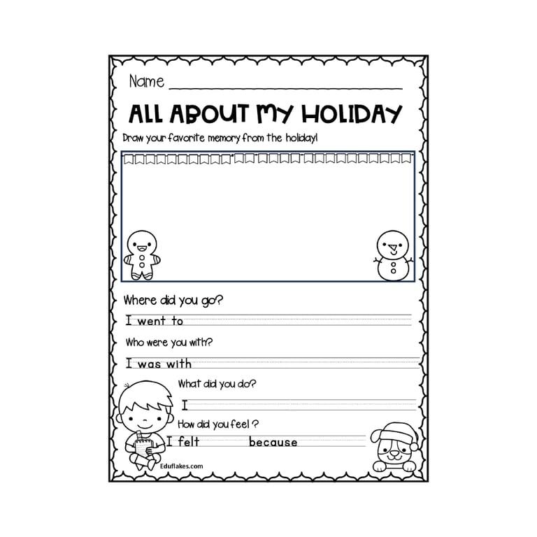 Elementary school Worksheet | All About My Holiday – Kindergarten Creative Writing