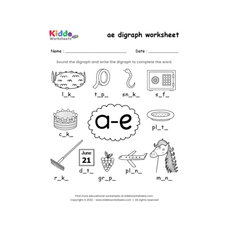 Elementary school Worksheet | AE Digraph