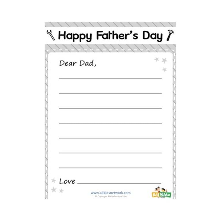 Elementary school Worksheet | Letter to Dad