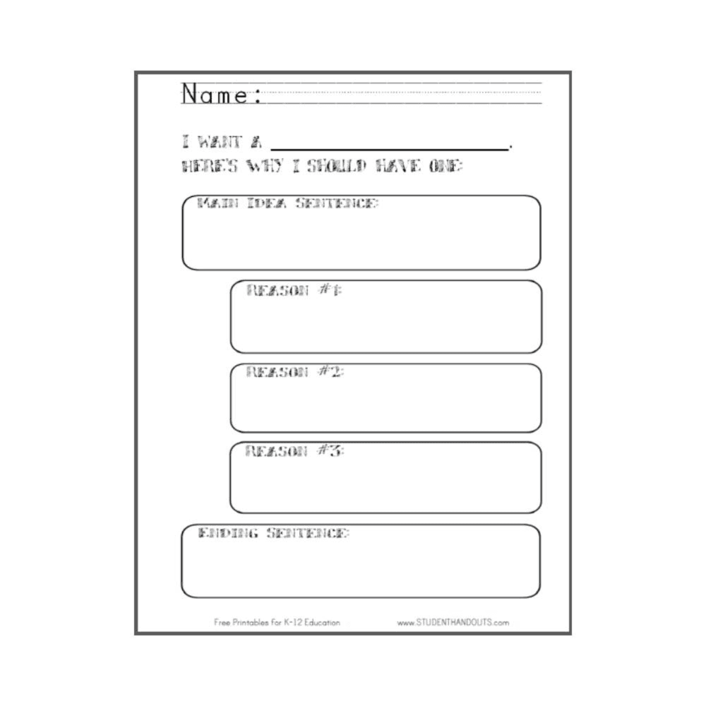 Elementary school Worksheet | I Want... Persuasive Writing Sheet