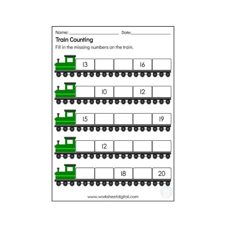 Elementary school Worksheet | Train Counting