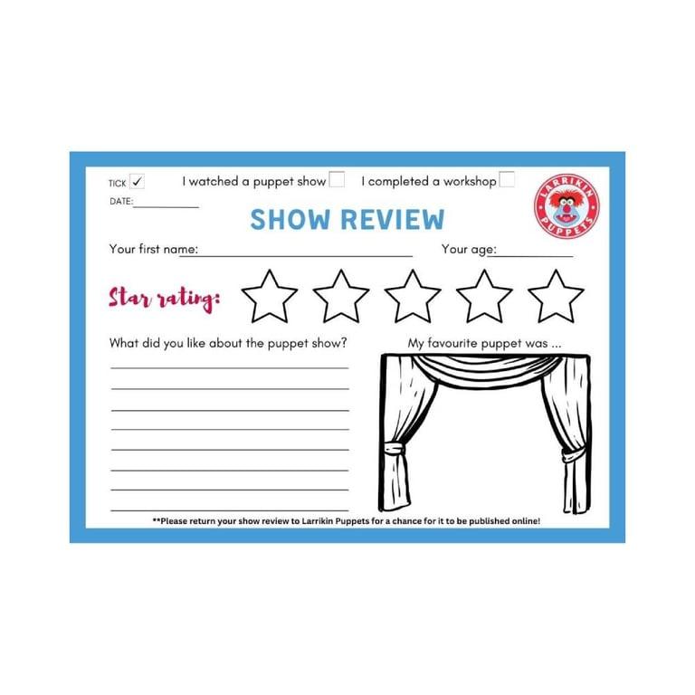 Elementary school Worksheet | Theatre Show Review Activity