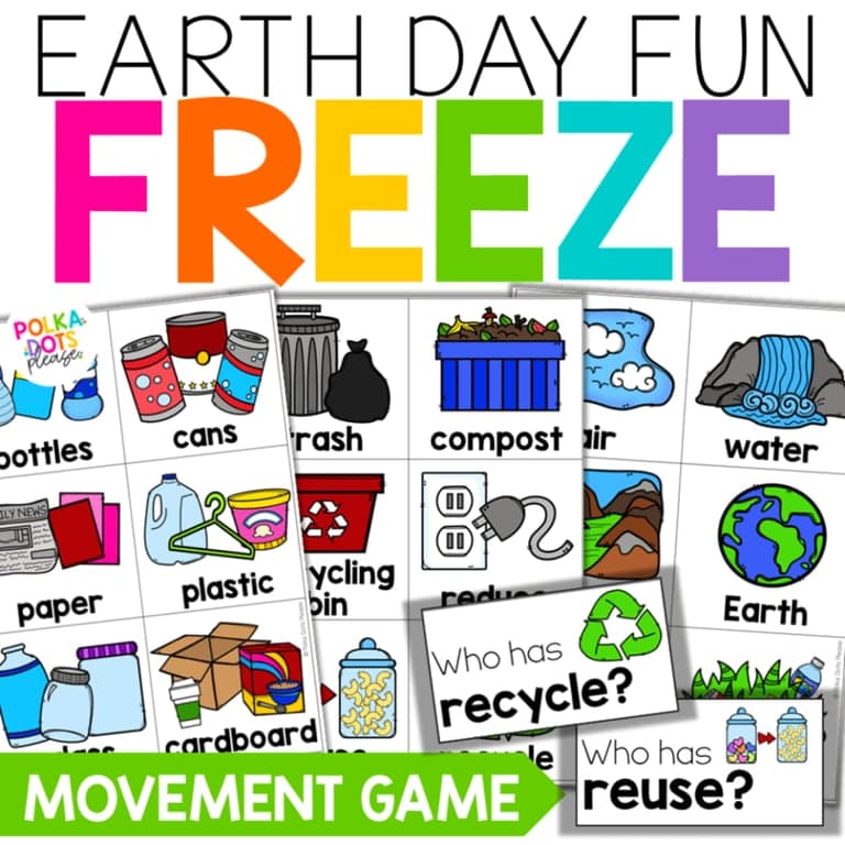 Elementary school Energizer | Earth Day Freeze Activities, Movement Break Cards & Earth Day Writing K-2