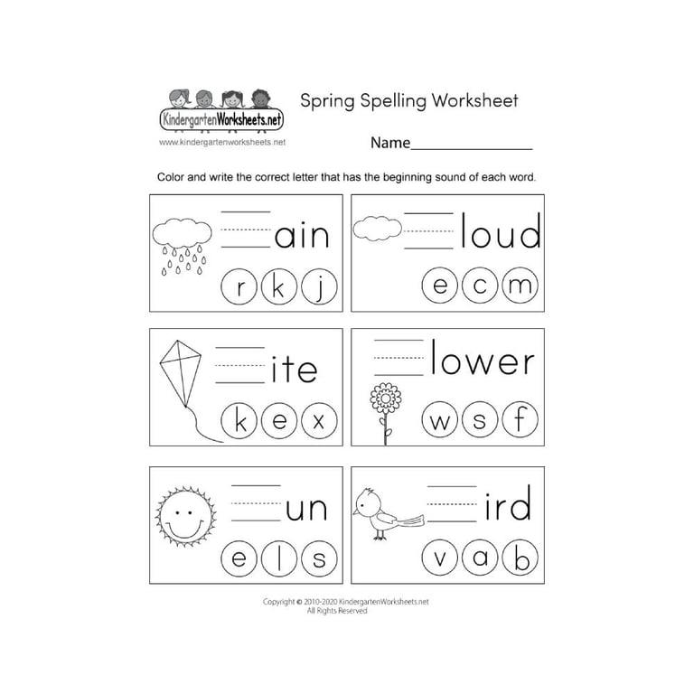 Elementary school Worksheet | Free Spring Spelling Printable