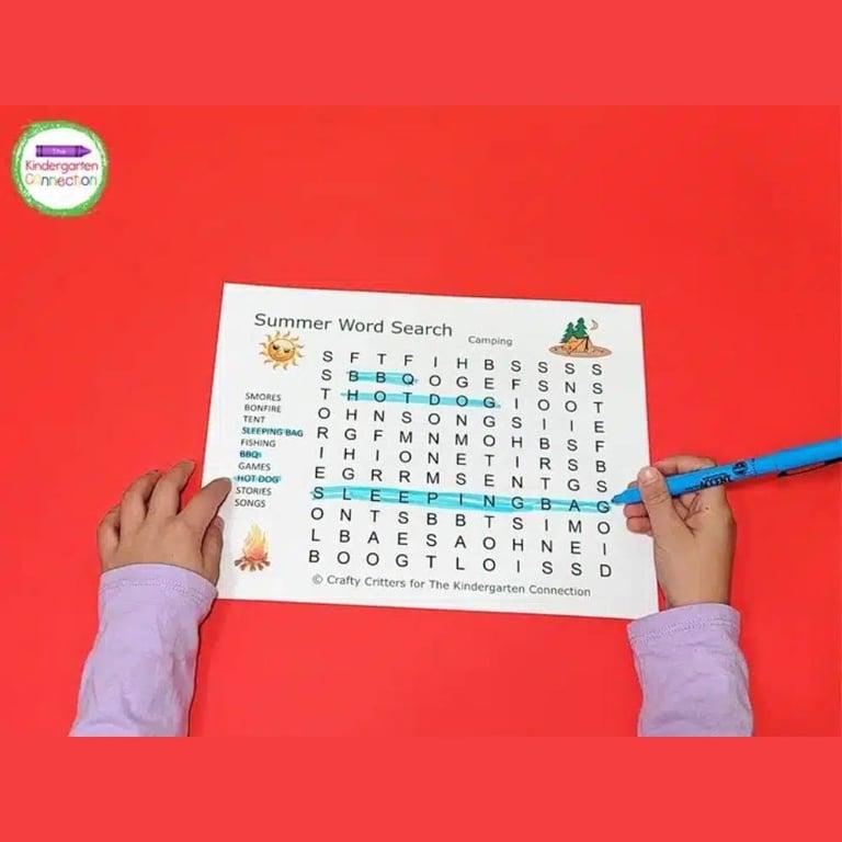 Elementary school Worksheet | Summer Word Searches for Kids