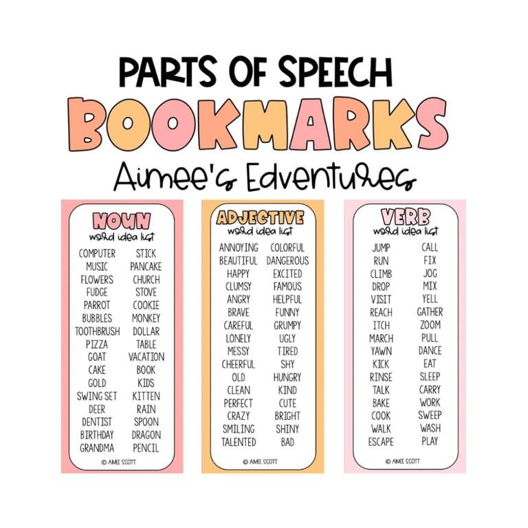 Elementary school Material | Parts of Speech Bookmarks - Fall Theme