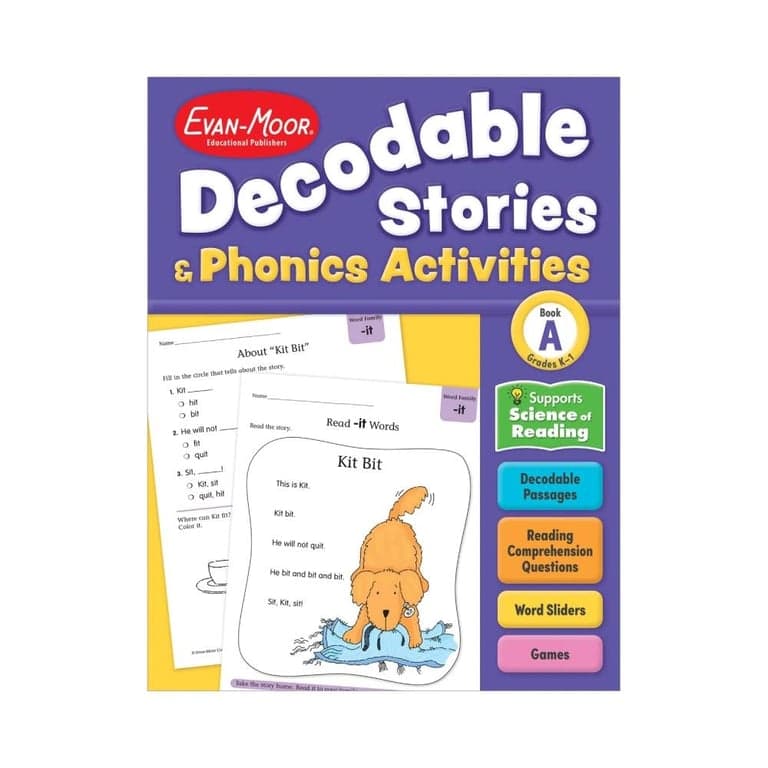 Elementary school Workbook | Decodable Stories and Phonics Activities, Level A Workbook Grade K-1
