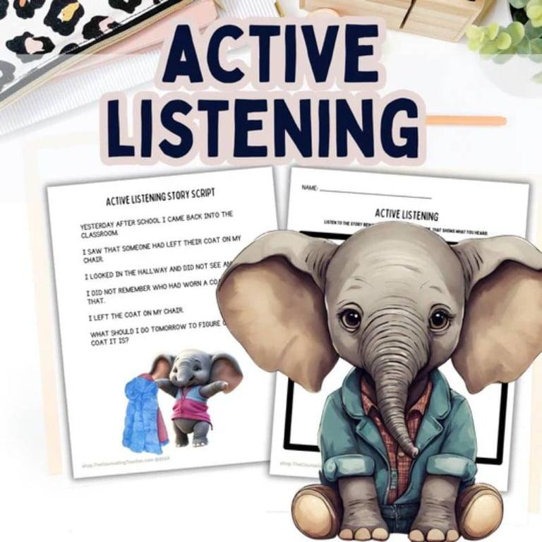 Elementary school Lesson Package | Active Listening Lesson Plan and Printables for K-2