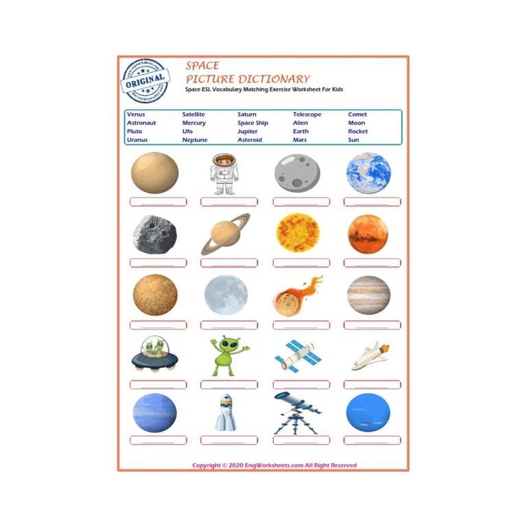 Elementary school Worksheet | Space ESL Vocabulary Matching Exercise