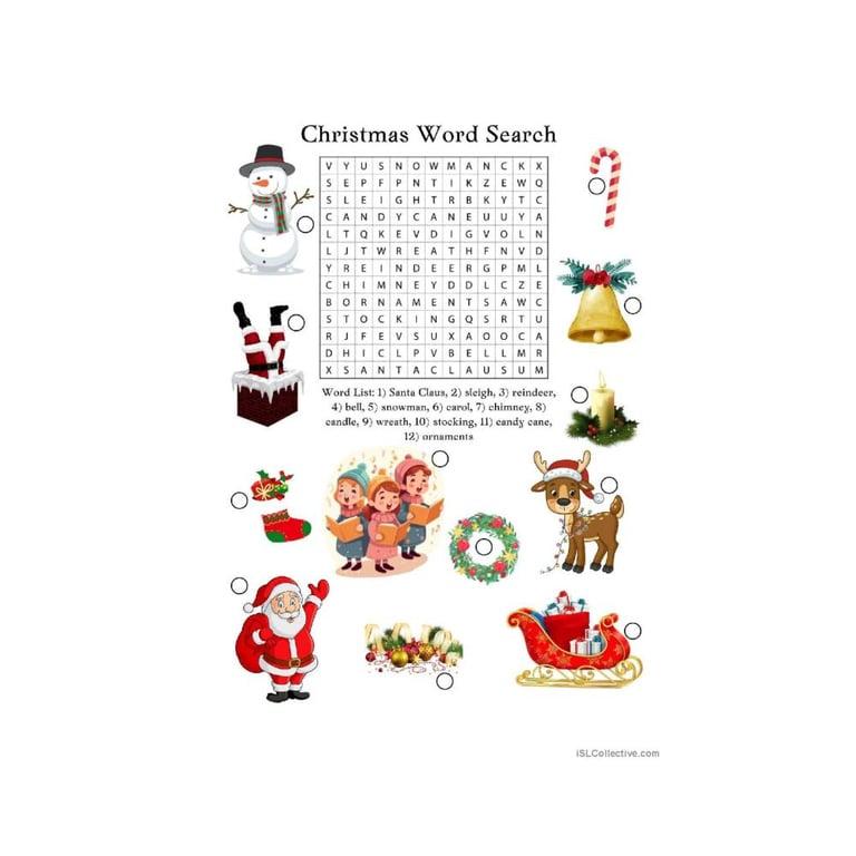 Elementary school Worksheet | Christmas Word Search