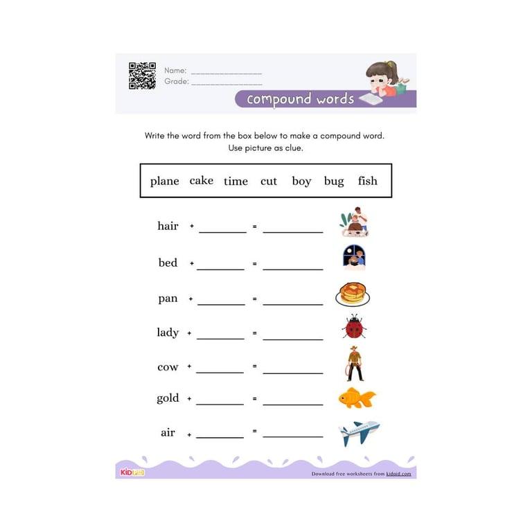 Elementary school Worksheet | Choose the Correct Word to Form Compound Word
