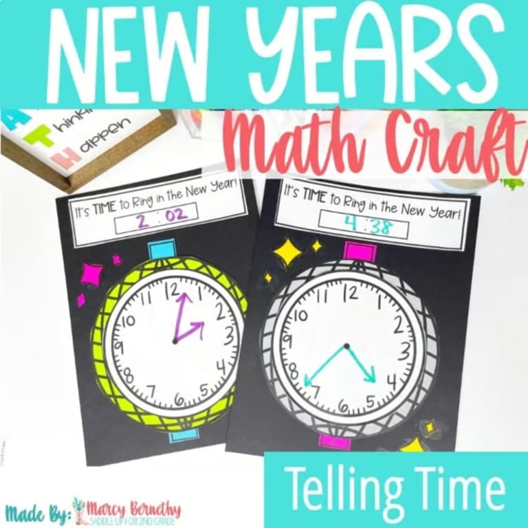 Elementary school Material | New Years Math Activity – A Telling Time Math Craft
