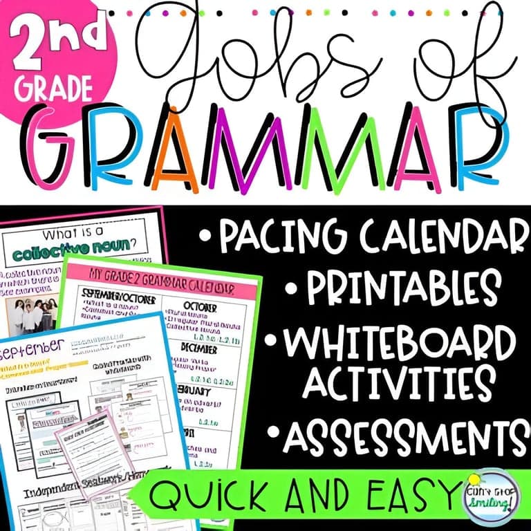 Elementary school Lesson Package | 2nd Grade Grammar Scope and Sequence Lessons Assessments Activities