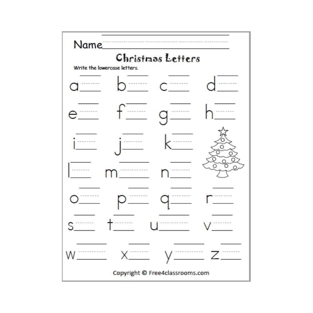 Elementary school Worksheet | Free Christmas Lowercase Letter Writing