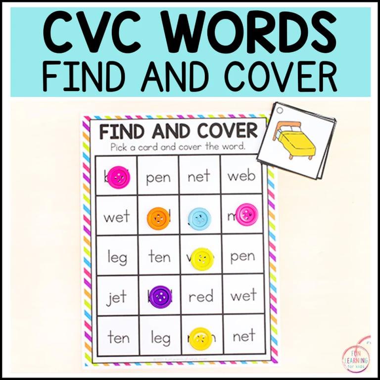 Elementary school Game | CVC Words Find and Cover Reading Activity