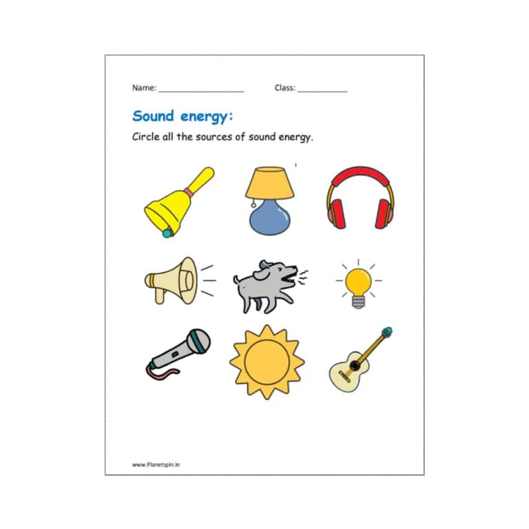 Elementary school Worksheet | Sound Energy Worksheet