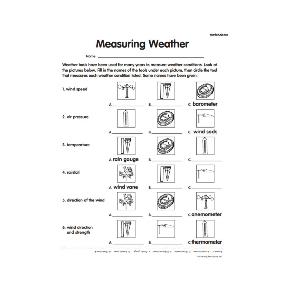 Elementary school Worksheet | Measuring Weather
