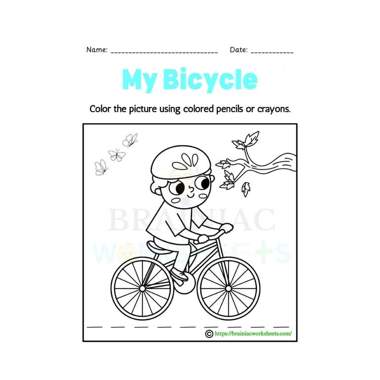 Elementary school Worksheet | My Bicycle Drawing Worksheet for Class 1