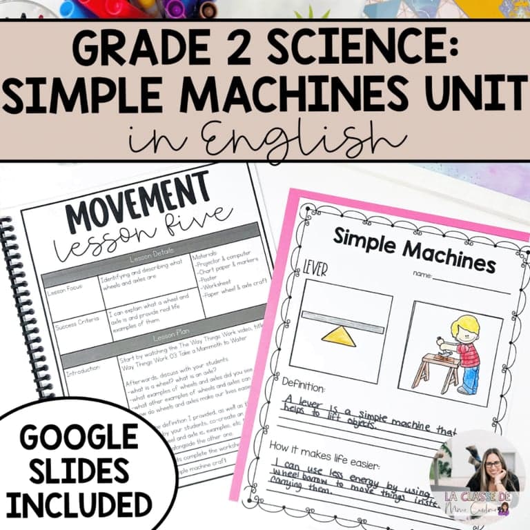 Elementary school Lesson Package | Grade 2 Movement and Simple Machines Science Unit in English