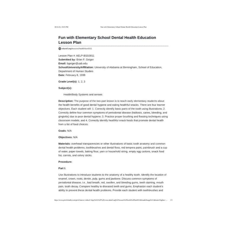 Elementary school Lesson Idea | Fun With Elementary School Dental Health Education