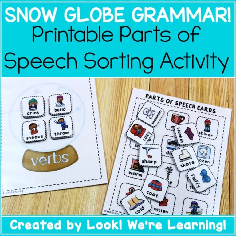 Elementary school Lesson Package | Snow Globe Grammar: Parts of Speech Sorting