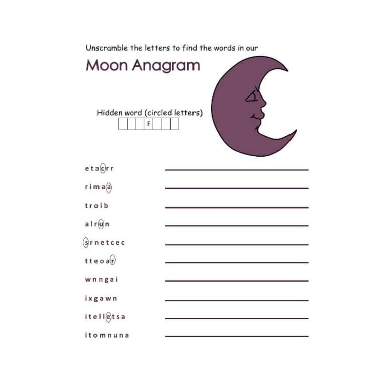 Elementary school Worksheet | Moon Anagram Puzzle