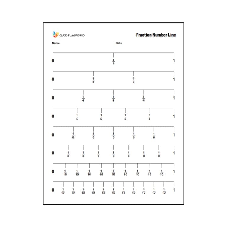 Elementary school Worksheet | Fraction Number Line