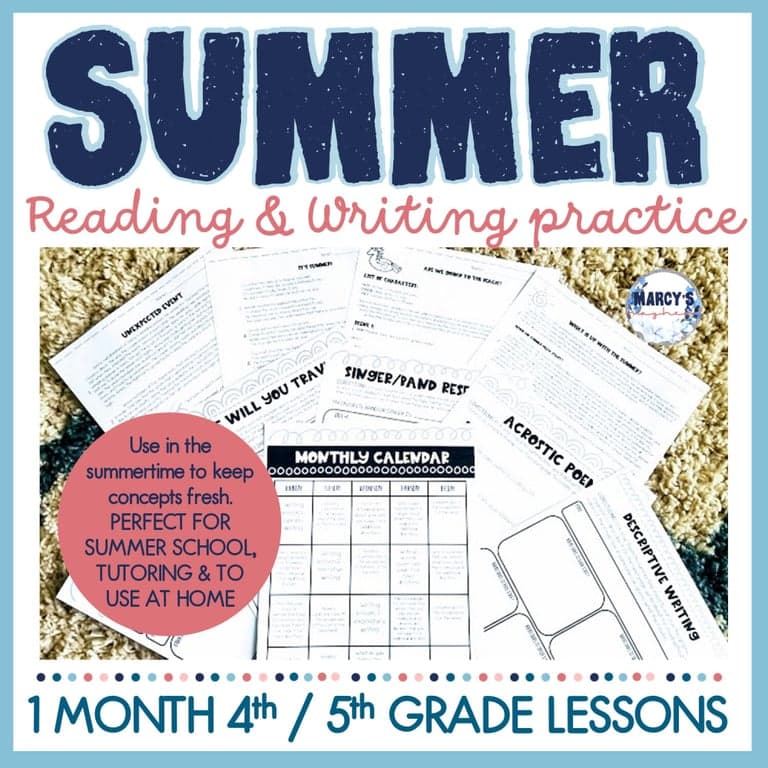 Elementary school Lesson Package | Summer Reading & Writing Practice