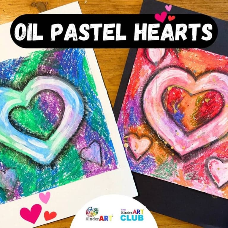 Elementary school Lesson Idea | Oil Pastel Hearts