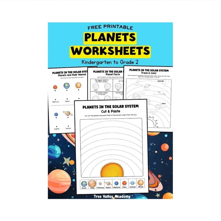 Elementary school Worksheet | Planets for Kindergarten