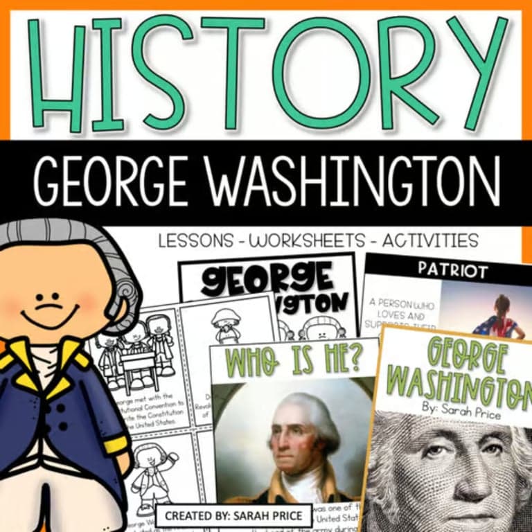 Elementary school Lesson Package | 2nd & 3rd Grade George Washington History Lessons, Activities & Worksheets